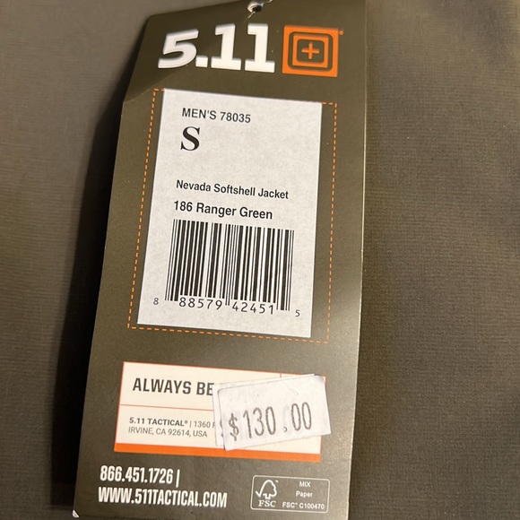 5.11 Tactical Nevada Soft Shell Jacket Army Green Size Small - Picture 3 of 7